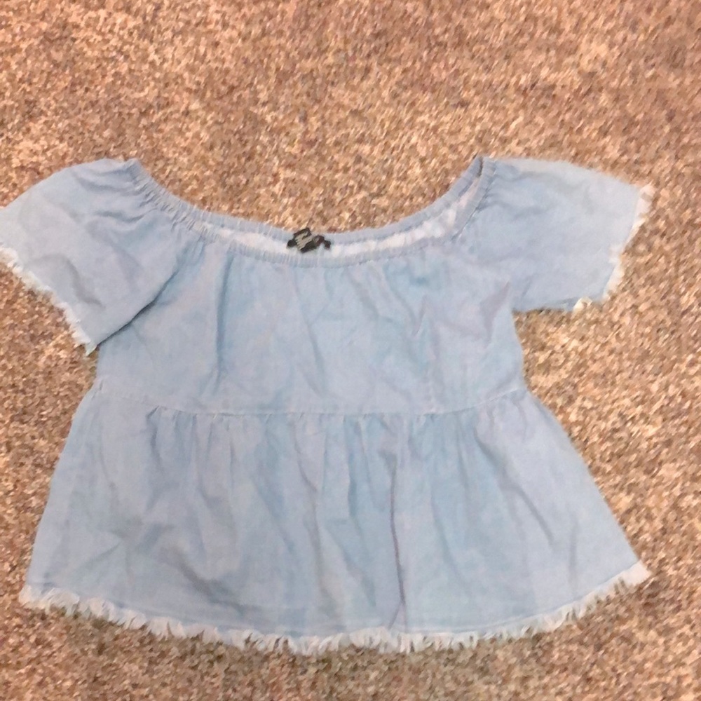 Never worn off the shoulder jean top